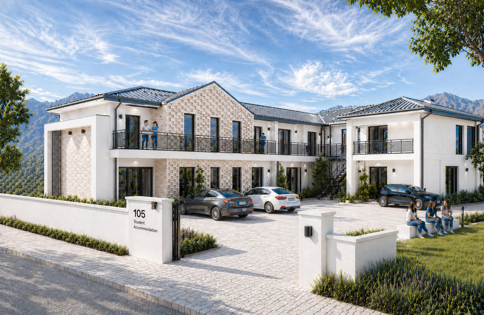 Completed student accommodation with people